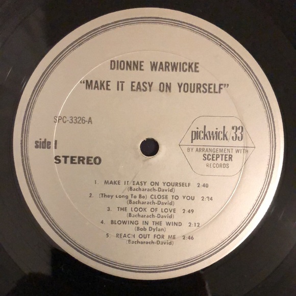 Dionne Warwick Make It Easy On Yourself Vinyl Lp '72 - Picture 6 of 6